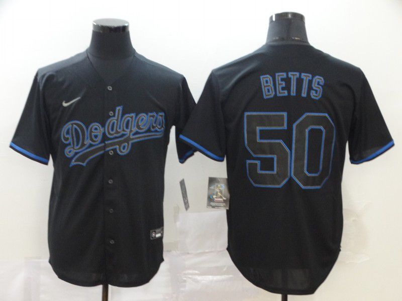 Men Los Angeles Dodgers 50 Betts Black Nike Game MLB Jerseys
